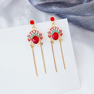 HÀNG NHẬP - BÔNG TAI DÀI MÀU ĐỎ HÌNH MŨ HỈ PHONG CÁCH RETRO - PK02032