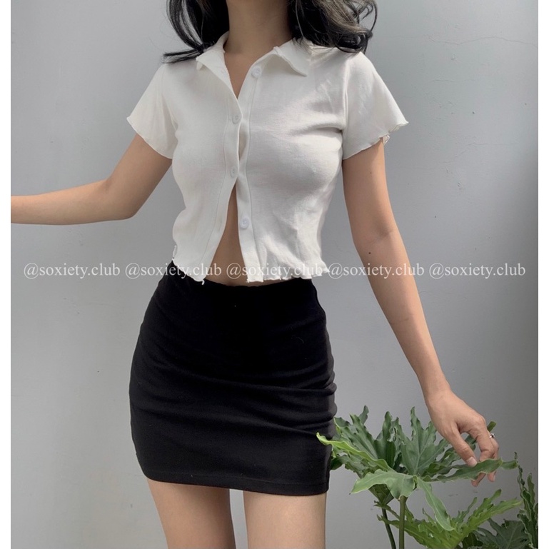 [HÌNH THẬT] Croptop basic polo cổ bẻ sexy A07
