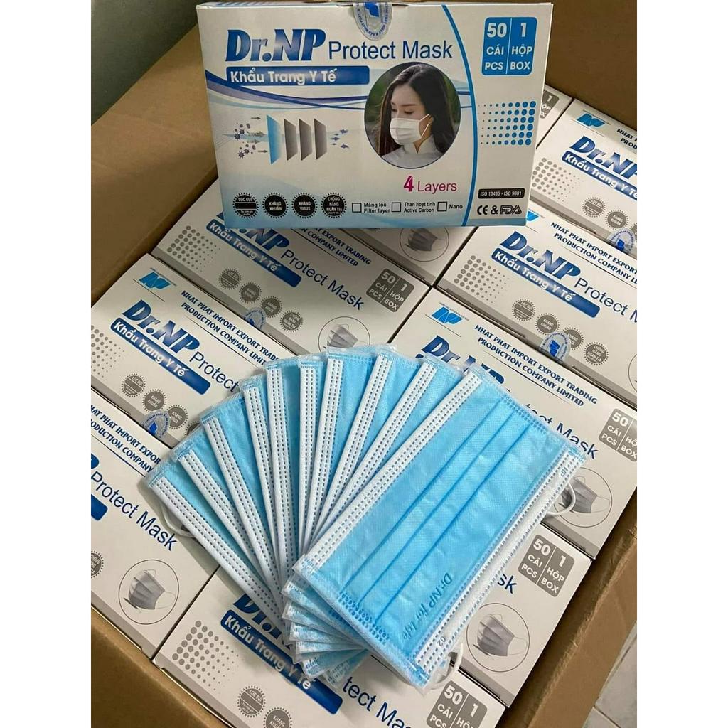 Khẩu trang y tế Dr.NP cao cấp công nghệ kháng khuẩn 4 lớp Medical Masks 50 CÁI /hộp 3 màu trắng, xanh, xám Dr.NP_