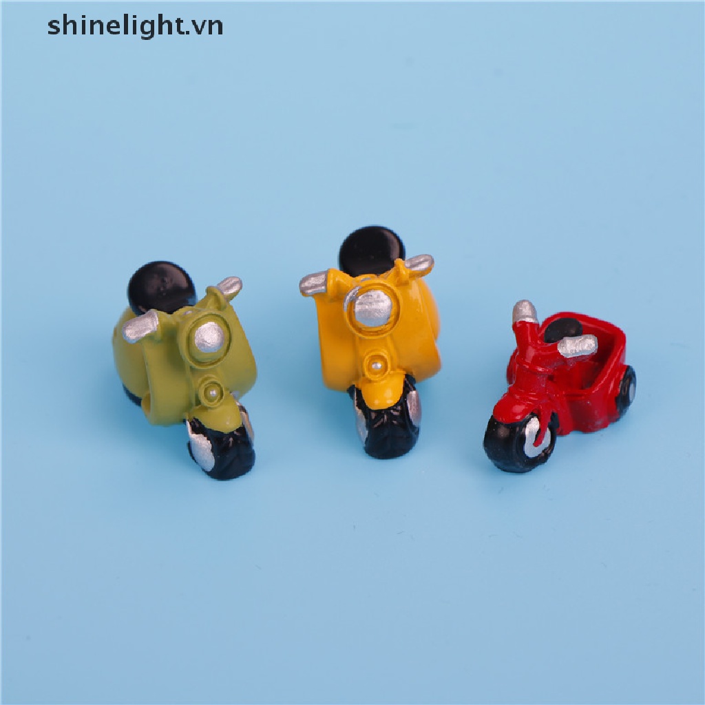 Mô Hình Xe Mô Tô Ba Bánh Mini Trang Trí Tiểu Cảnh Sân Vườn