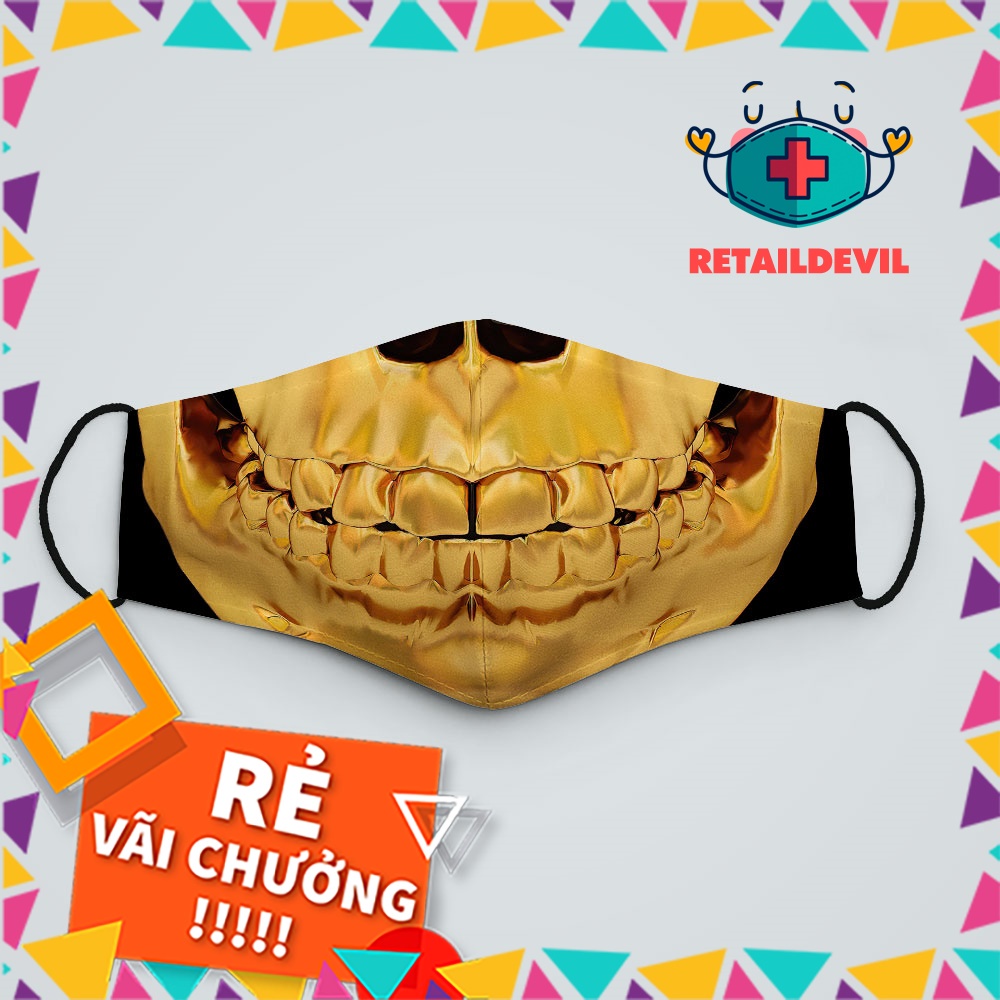 Khẩu Trang Vải Hàn Quốc Skulls_28 RetailDevil Vải Cotton 100%, Kháng Khuẩn, Có Thể Giặt, Tái Sử Dụng Cho Nam Nữ