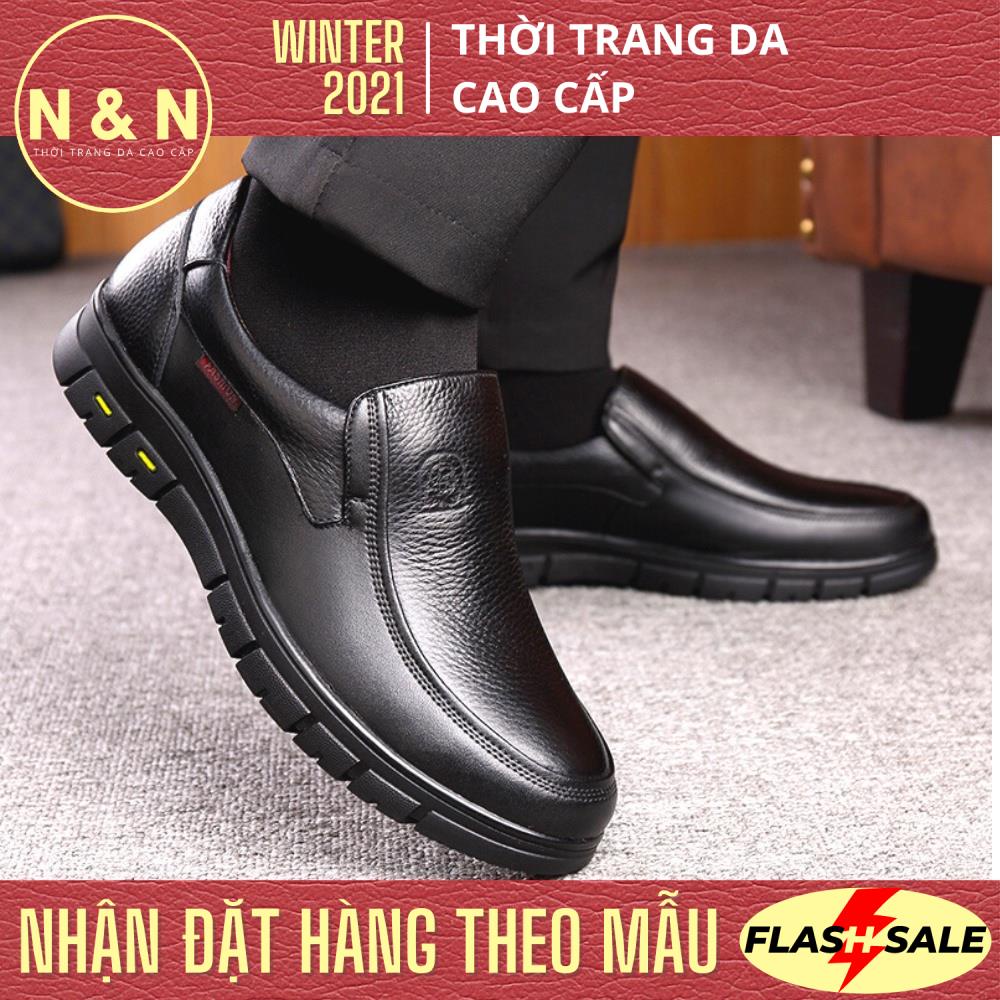 Giày Lười (Mọi) Công Sở - Giày Da Nam - Da Bò/ Da Lộn Cao Cấp - Đế Cao Su Tăng Chiều Cao