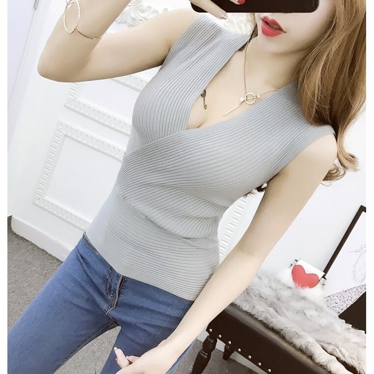 Áo Thun Sát Nách Đan Dây Chéo Quyến Rũ Dành Cho Nữ