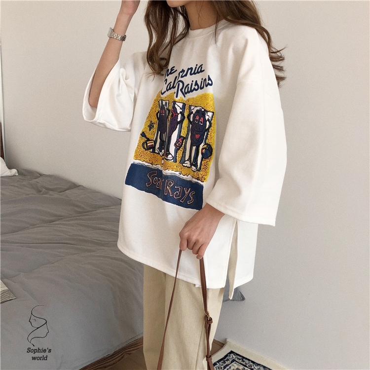 T-shirt Korean Fashion Casual Print High Quality Summer chic loose | WebRaoVat - webraovat.net.vn