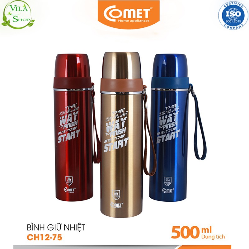 Bình Đựng Nước, Bình Giữ Nhiệt Comet CH12-75, Bình Giữ Nhiệt Chân Không Chất Liệu Inox Giữ Nóng, Giữ Lạnh An Toàn