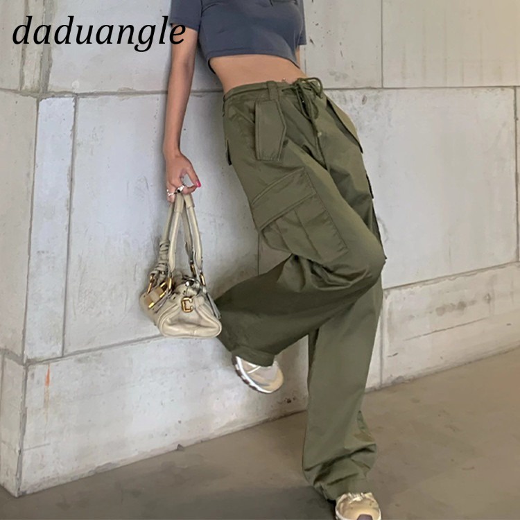 DaDuAngle💕 2022 New Army Green Ins Korean Version Trend Overalls Loose Casual Pants High Waist Wide Leg Pants