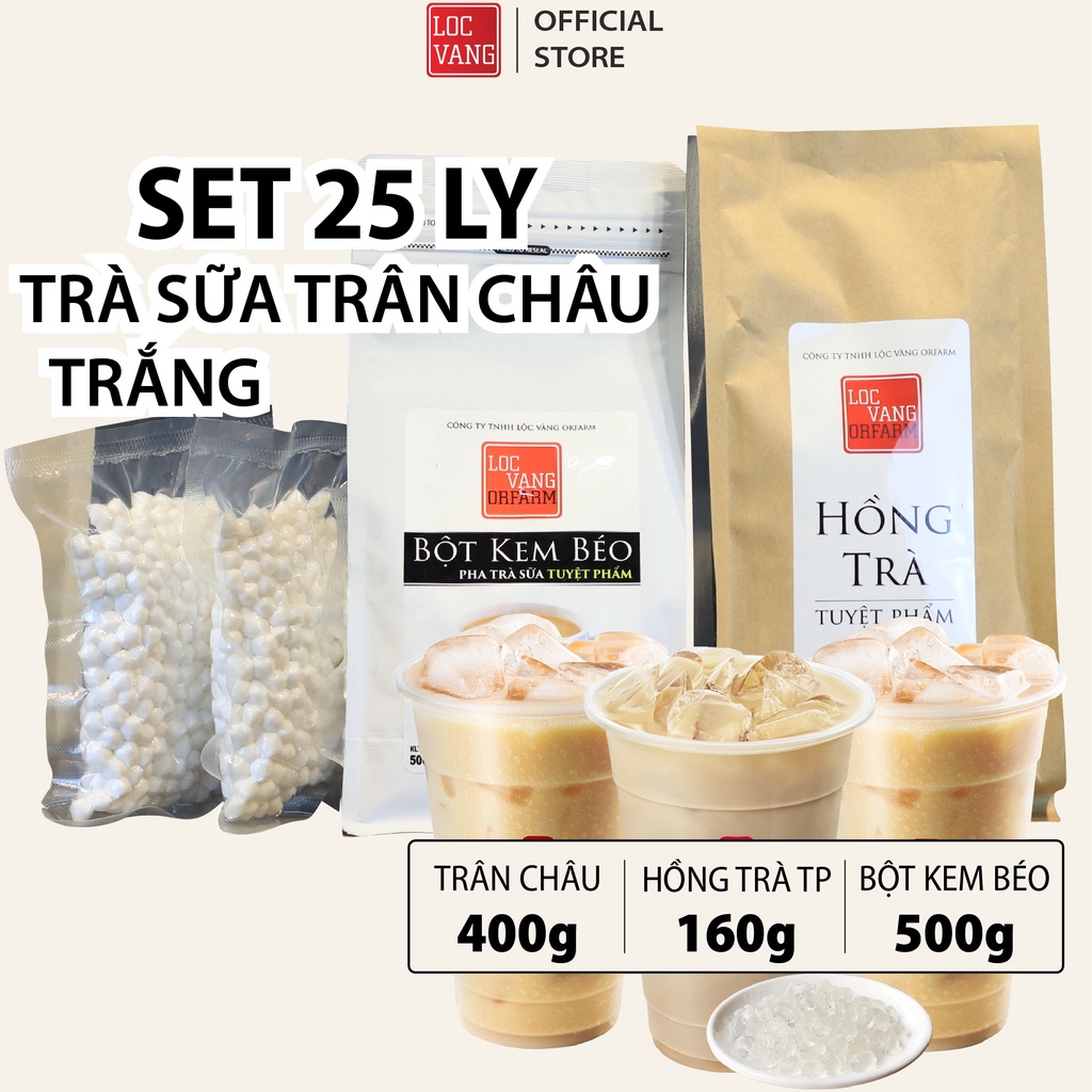Trà Sữa Trân Châu Trắng Tự Pha SET 25 LY TUYỆT PHẨM Nguyên Liệu Làm Trà Sữa Bột Béo Hồng Trà Đen
