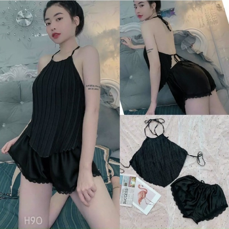 Đồ ngủ gợi cảm bigsize/ yếm ngủ dập ly, chất liệu phi mềm mịn