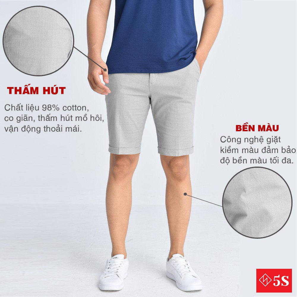 Quần Short Nam 5S Premium (2 màu), Chất Kaki Cotton Co Giãn, Thấm Hút Tốt, Hạn Chế Nhăn (QSK21008-02) | BigBuy360 - bigbuy360.vn