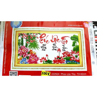 Tranh thêu phúc lộc thọ 73x42cm chưa thêu 222924