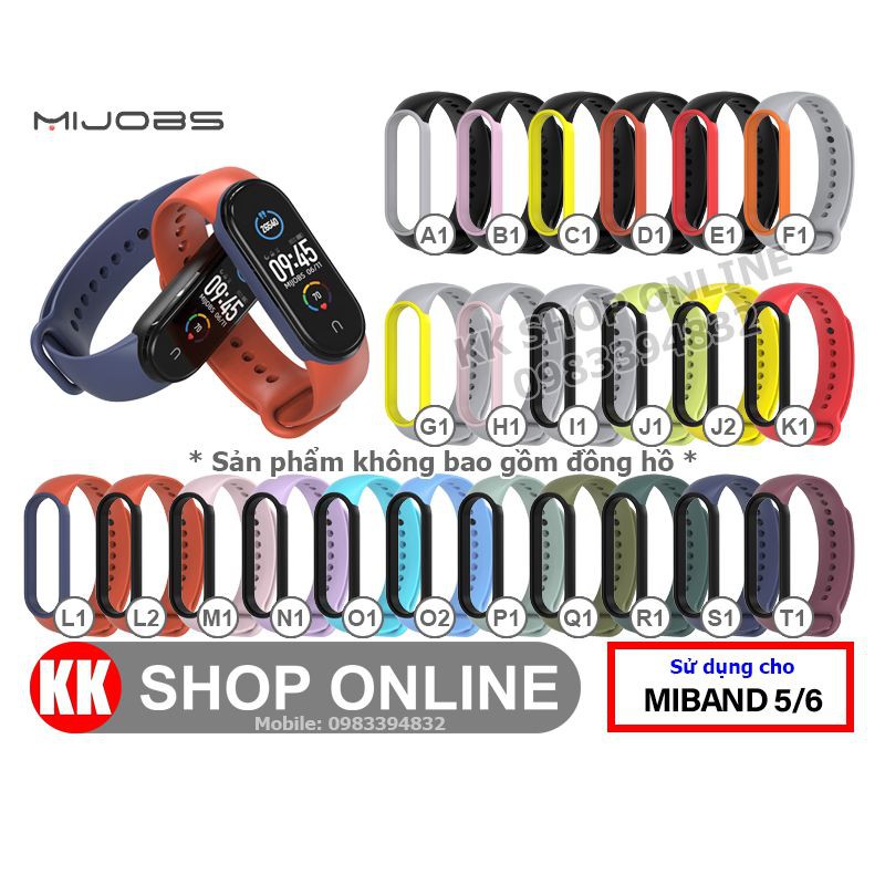Dây đeo miband MIJOBS chính hãng viền màu thay thế cho Xiaomi Miband 5, Xiaomi Miband 6