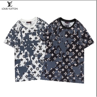 Áo Thun Cotton Tay Ngắn In Họa Tiết Lv Thời Trang Cho Nam Và Nữ
