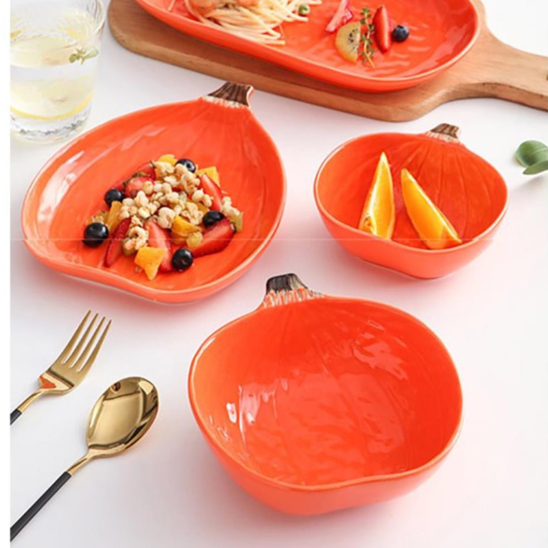 Bát, đĩa ăn dặm hình bí ngô  - Hàng sẵn