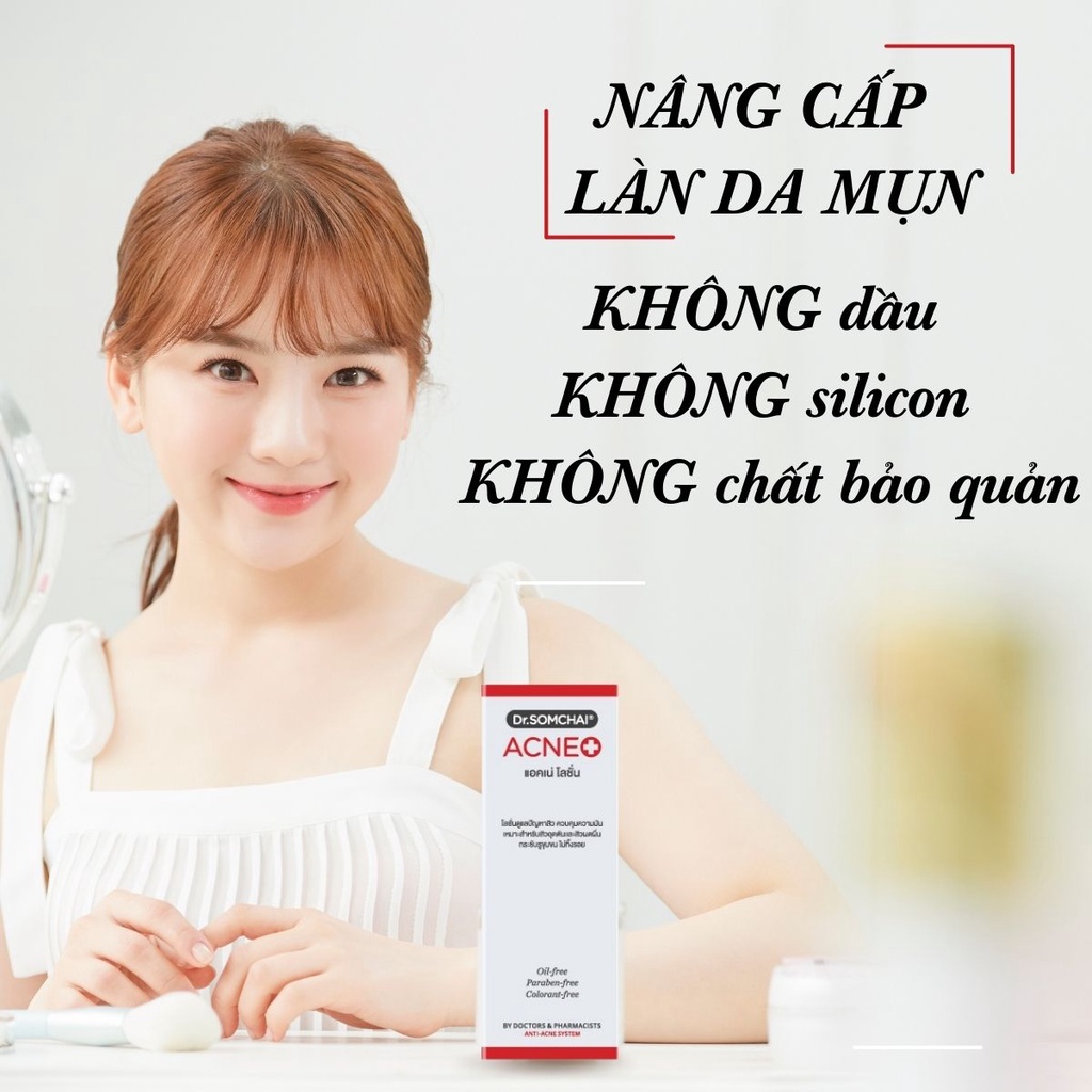 Lotion giúp ngăn dầu và chống lại vi khuẩn DR.SOMCHAI ACNE làm dịu da bị viêm, khiến da mịn màng, sạch mụn 50ml