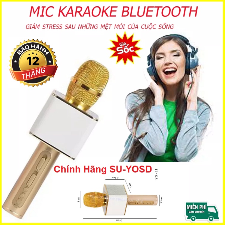 Micro YS-11 Chính Hãng SU-YOSD, Mic Kết Nối Bluetooth, Chuyên Hát Karaoke - Hát Giải Trí Xả Stress - Loa Nghe Nhạc Hay