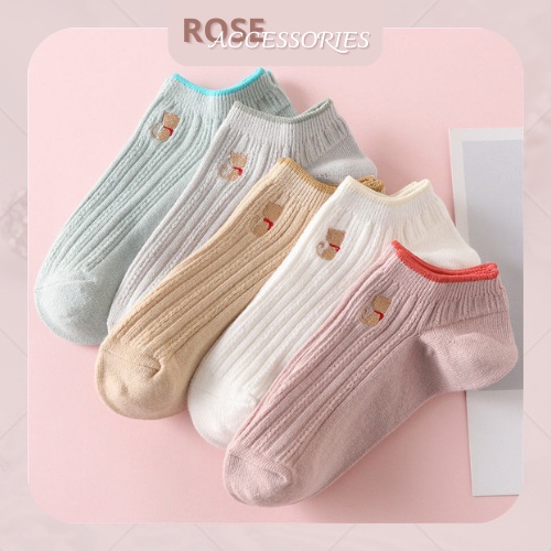 Tất nữ cổ ngắn họa tiết nhiều màu chất liệu mềm mại phong cách Ulzzang Rose.Acessories mã TN02