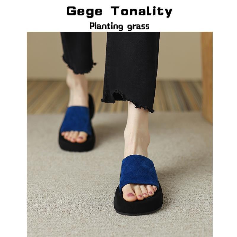 Giày Sandal Đế Mềm Bằng Da Thật Phong Cách Pháp Thời Trang