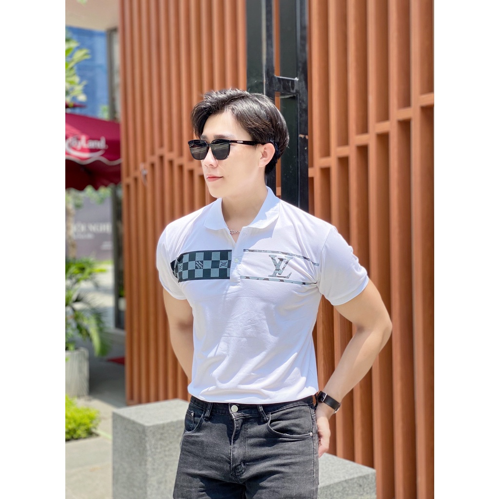 ÁO THUN POLO NAM LOGO NV PHỐI SỌC CARO