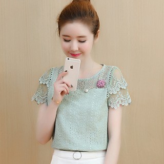 Áo kiểu nữ phong cách Hàn Quốc - Tặng kèm hoa cài áo