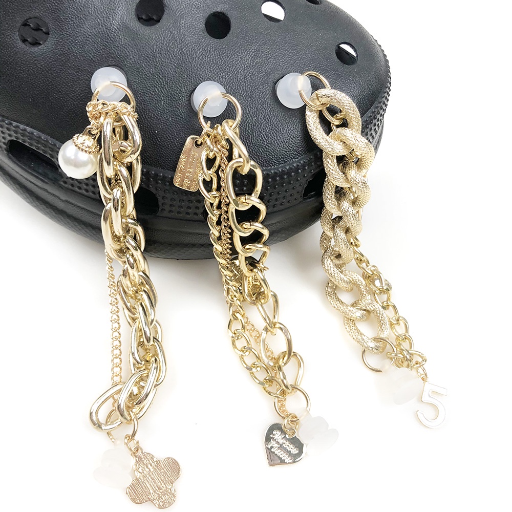 Phụ Kiện Khóa Dây Xích Bằng Kim Loại Trang Trí Giày Dép Cho Nữ