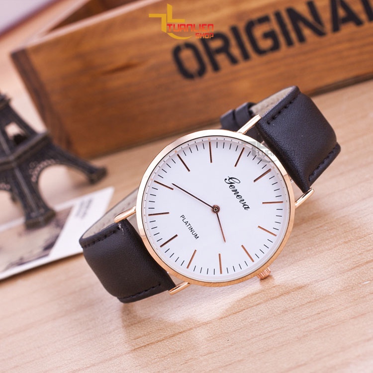 Đồng Hồ Nam GENEVA Dây Da Sang Trọng, Phong Cách Hàn Quốc