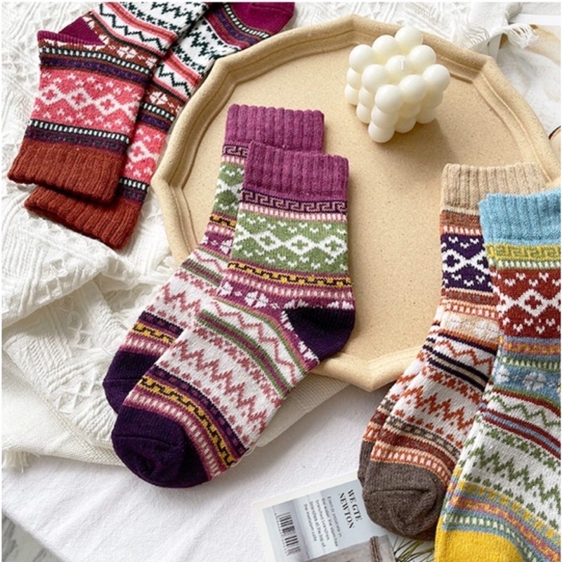 [TonaShoe] Tất Thổ Cẩm Hoạ Tiết Vintage Nam Nữ M1