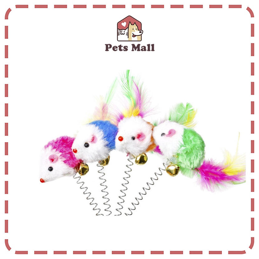 Đồ chơi cho mèo, chuột giả có lò xo dính sàn cho mèo tự chơi, đa dạng chủng loại