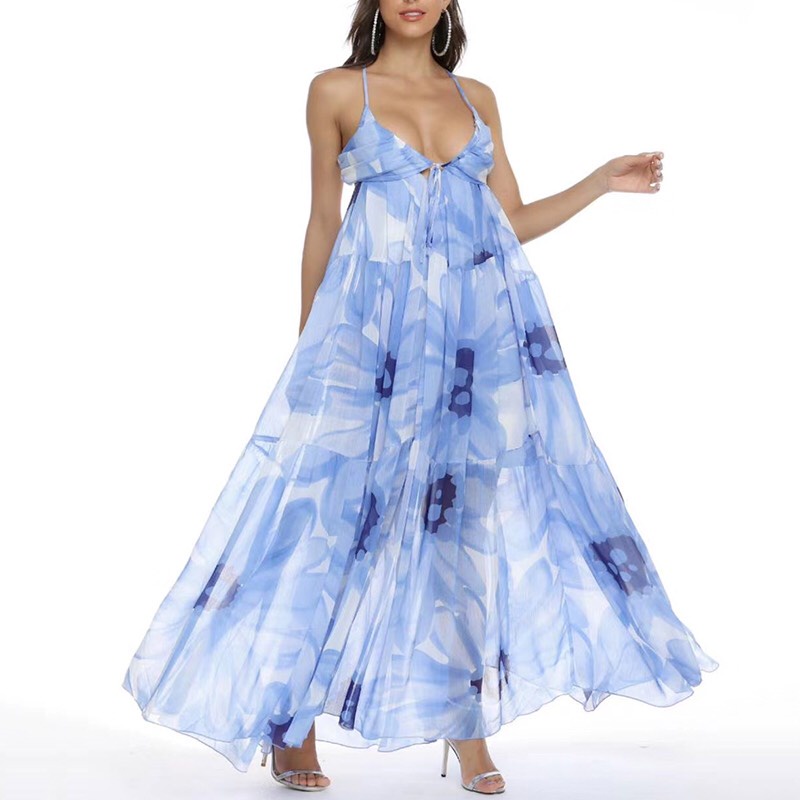 Đầm hở lưng Mushroom Lee - Blue Daisy