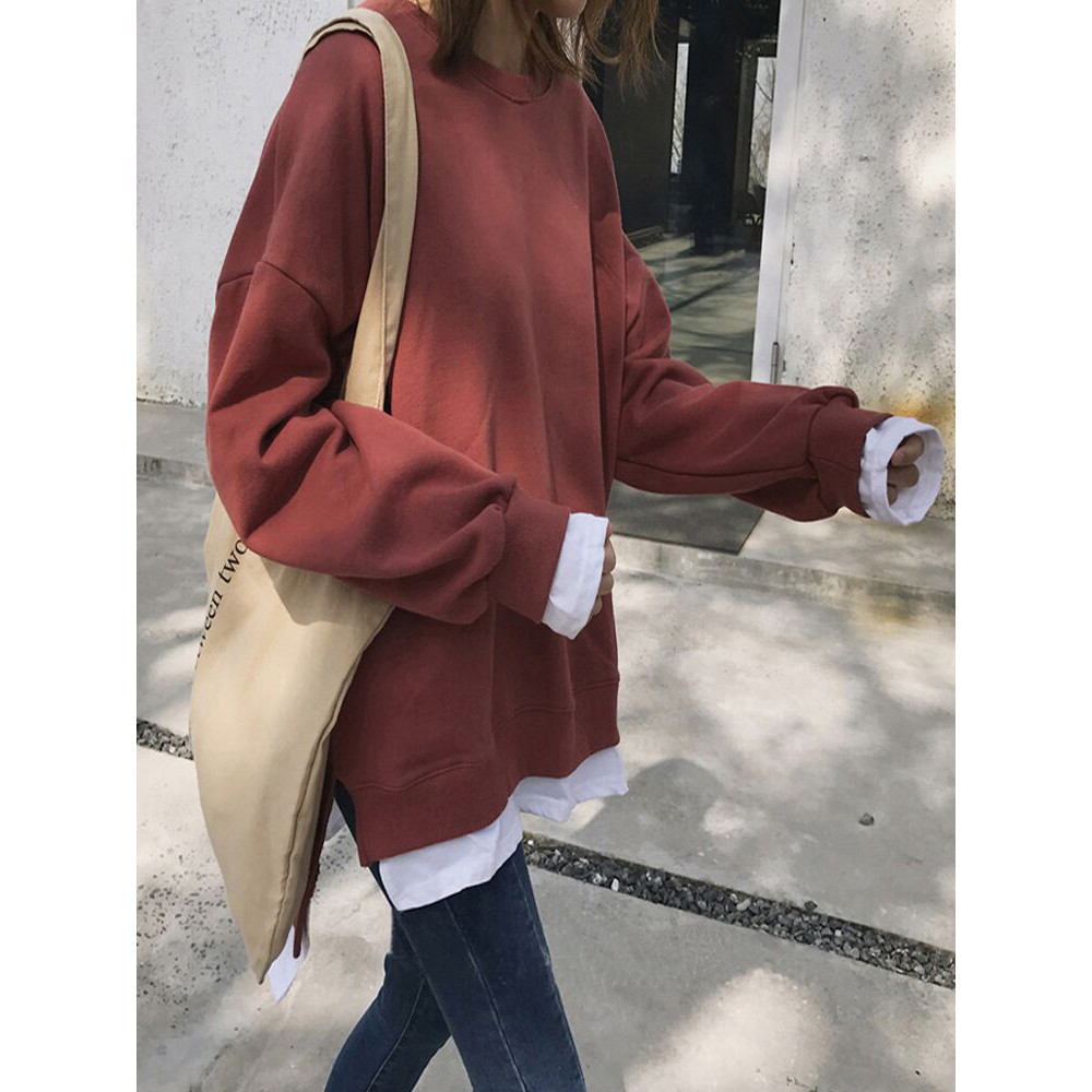 sẵn đỏ gạch sz 2xl [ORDER] Áo nỉ ulzzang đẹp dài tay áo dày thu đông dáng rộng nỉ  hàn quốc 2019 - A118 | BigBuy360 - bigbuy360.vn