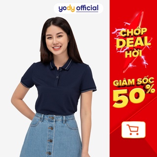  Áo Polo Yody nữ Bo kẻ Thun cộc tay chất liệu Cafe Thấm hút Mềm mịn APN3890