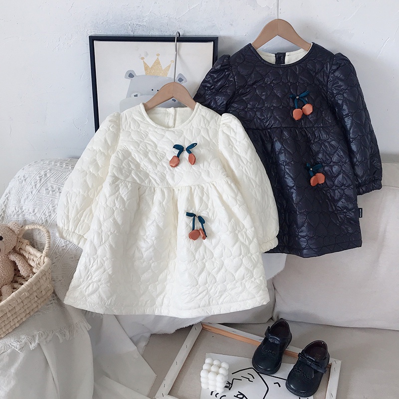 Đầm cotton dày thời trang mùa đông hàn quốc dành cho bé gái