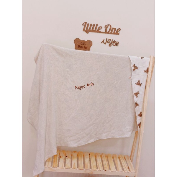 Chăn 2 lớp thêu tên cho bé kích thước 100x135