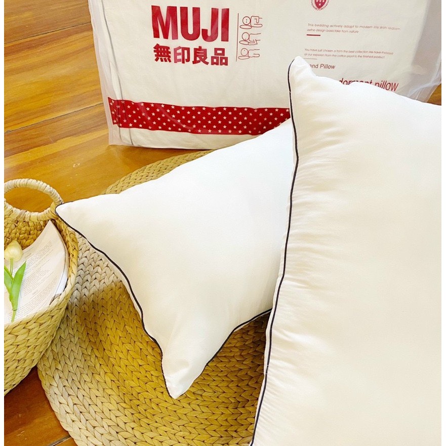 Cặp ruột gối đầu muji ép hơi vỏ cotton dày - Hàng Đẹp (Size 45cm x 65cm)