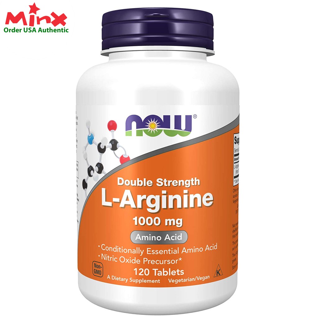 Viên uống bổ sung Now L-Arginine 1000mg 120 viên - Now L Arginine Double Strength 1000 mg - MINX Store