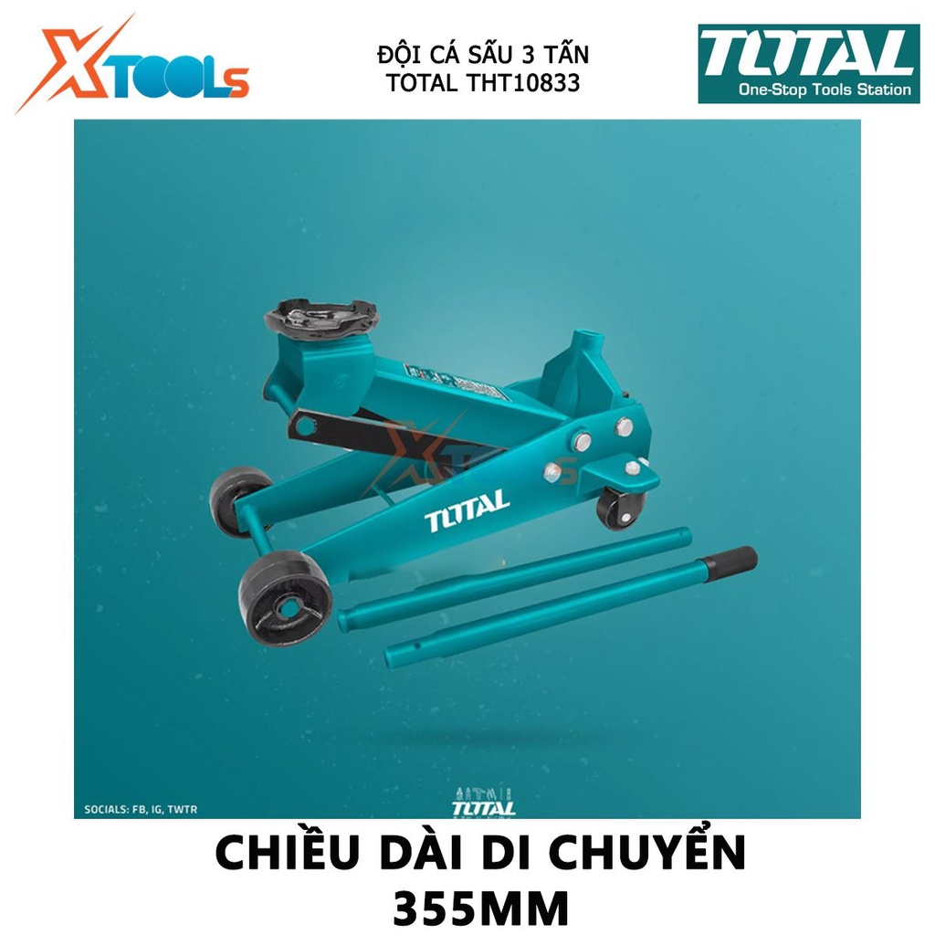 Con đội cá sấu 3 tấn TOTAL THT10833 kích cá sấu khả năng đội 3 tấn kích nâng các vật nặng trọng lượng lớn, cồng kềnh, câ
