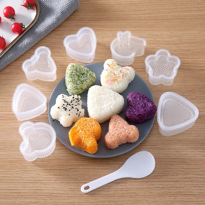 Set khuôn làm sushi cơm nắm trong suốt hình tam giác/ động vật sáng tạo