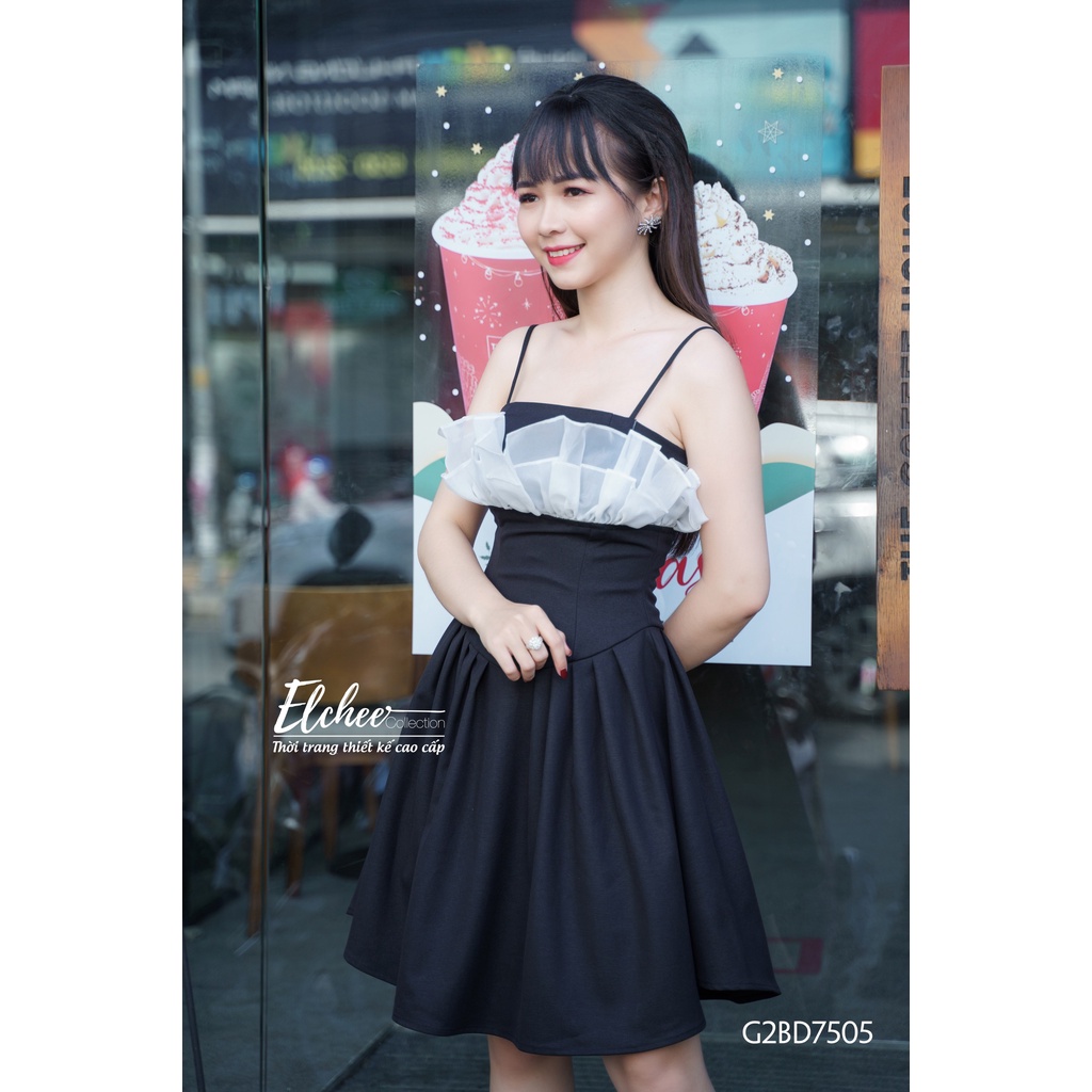 Đầm Hai Dây Tiểu Thư - Đầm hai dây tiểu thư màu đen thiết kế cao cấp Elchee Collection | BigBuy360 - bigbuy360.vn