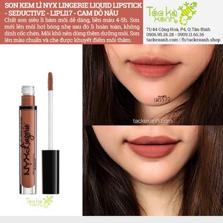Son kem lì NYX Lingerie - Seduction - LIPLI17 - Cam Đỏ Nâu
