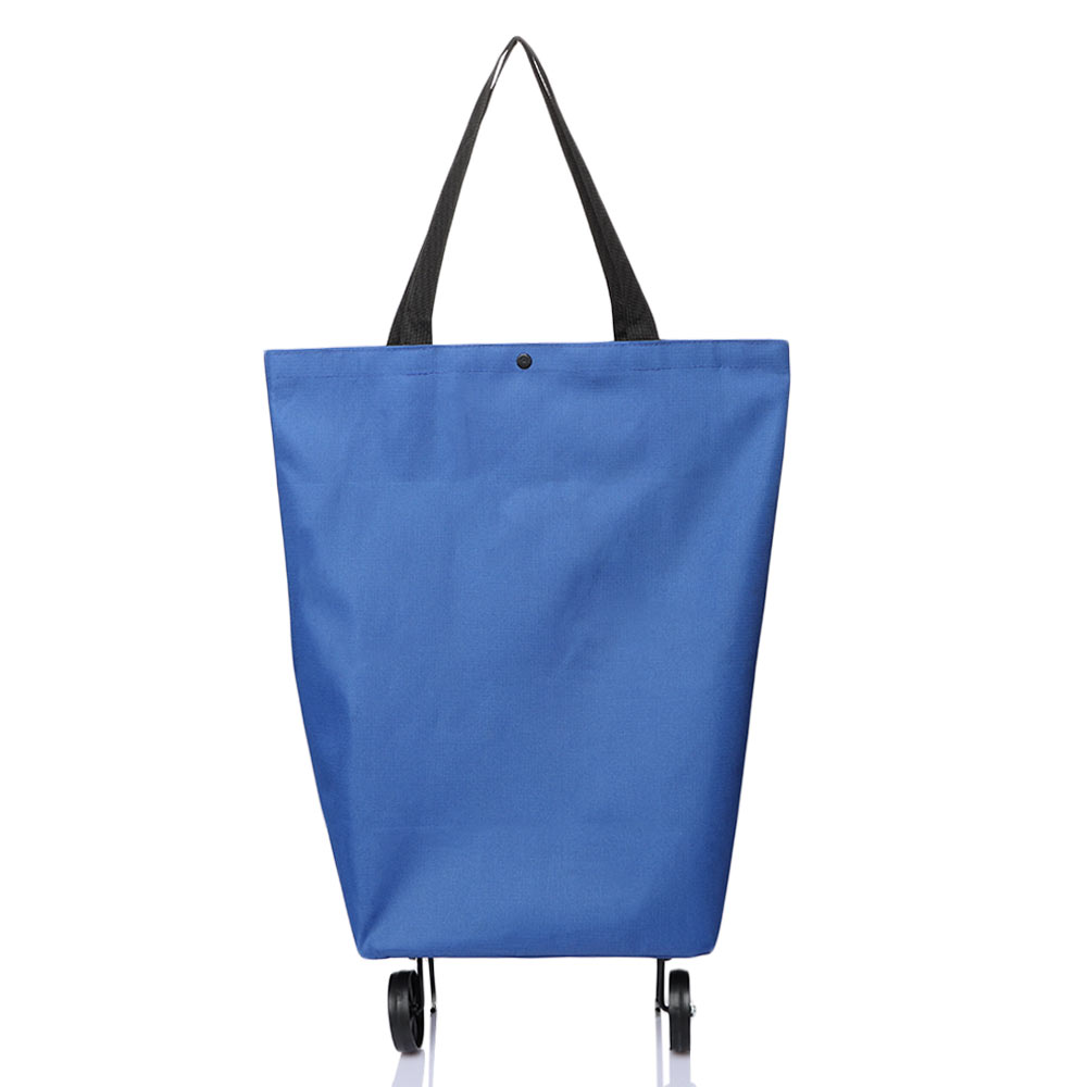 Túi tote mua sắm cầm tay siêu nhẹ có bánh xe kéo gấp gọn tái sử dụng được nhiều màu sắc
