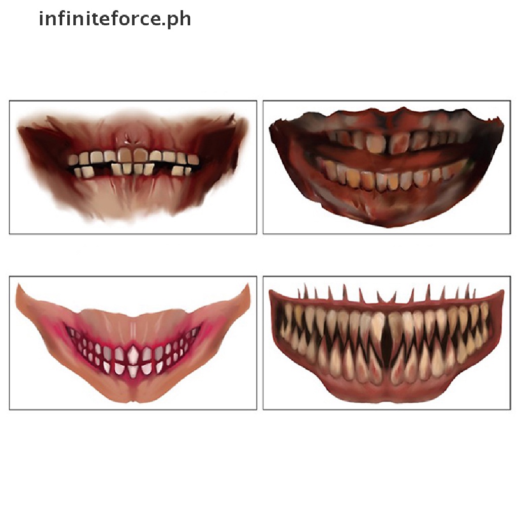 [IN]#1 Tờ Hình Xăm Dán Mặt Môi Miệng To Phong Cách Halloween