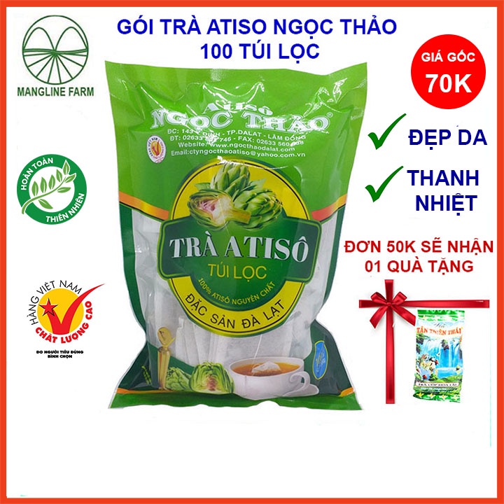 Combo 20 gói Trà Atiso túi lọc Ngọc Thảo Đà Lạt gói 100 túi đồ uống thanh nhiệt giúp làm đẹp da mặt