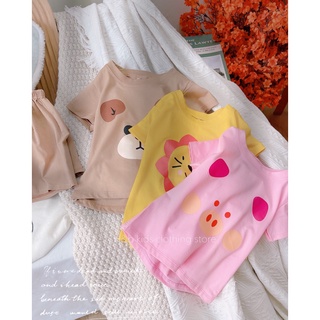Bộ cotton 3 mặt con vật cho bé