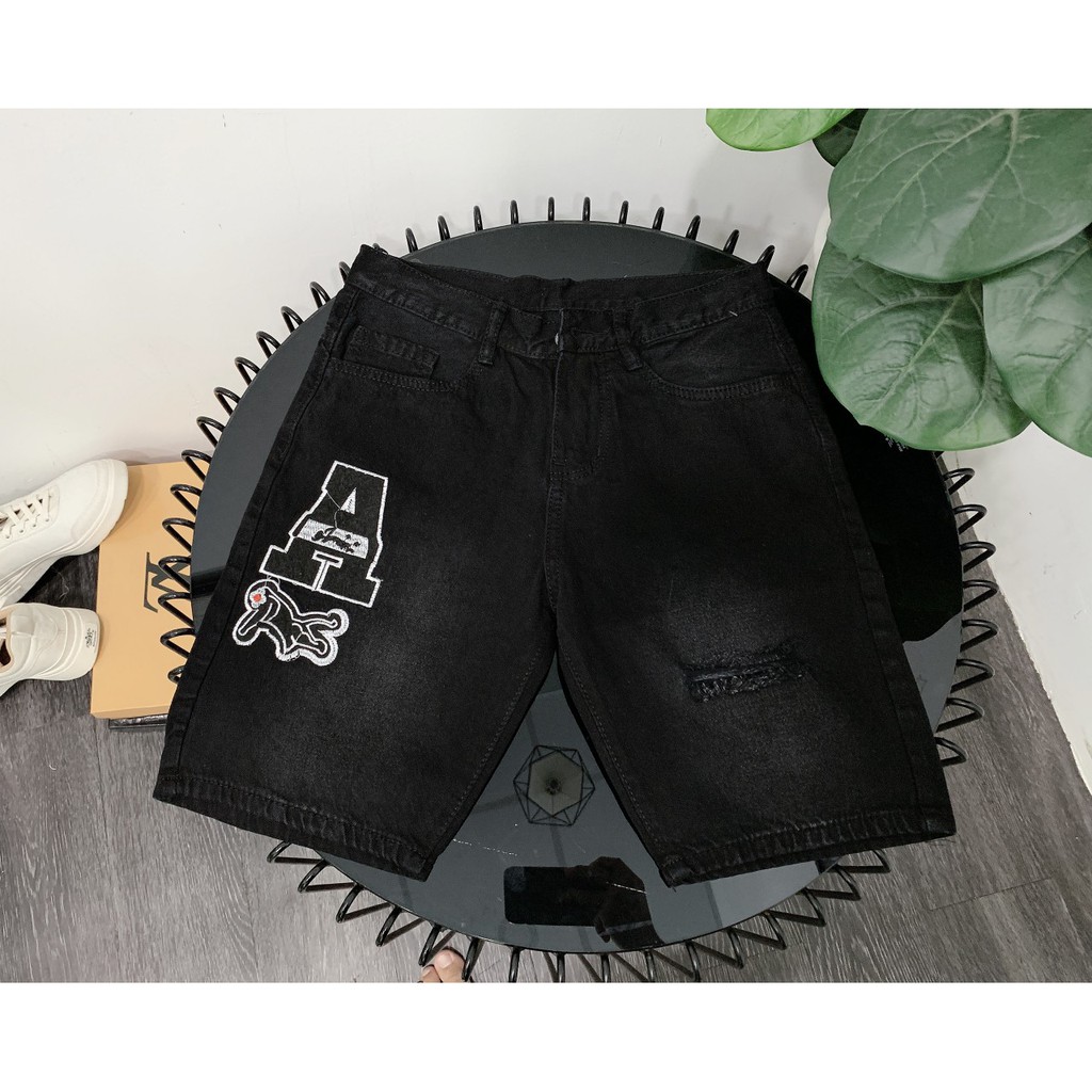 Quần short nam jean cao cấp đen rách chất bò co giãn nhẹ giá rẻ mẫu mới nhất nhiều màu AHFASHION