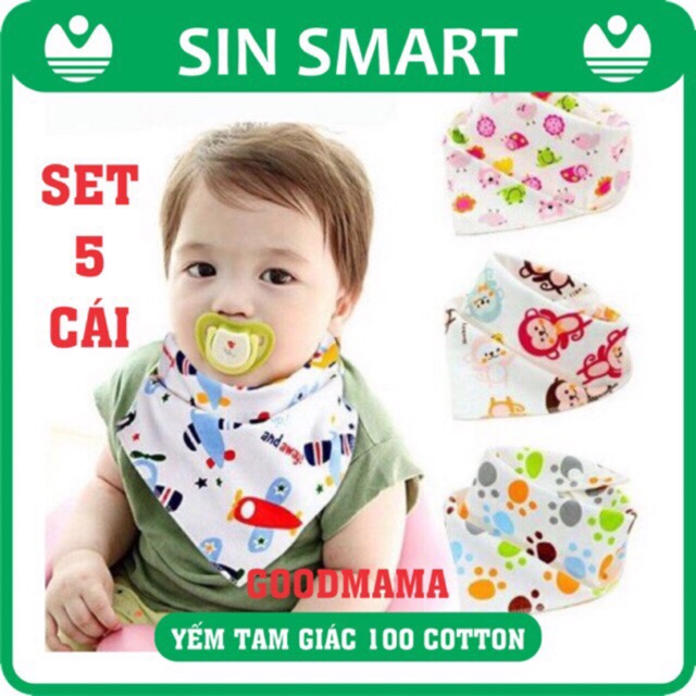 Yếm tam giác Goodmama Set 5 Cái 100% Cotton