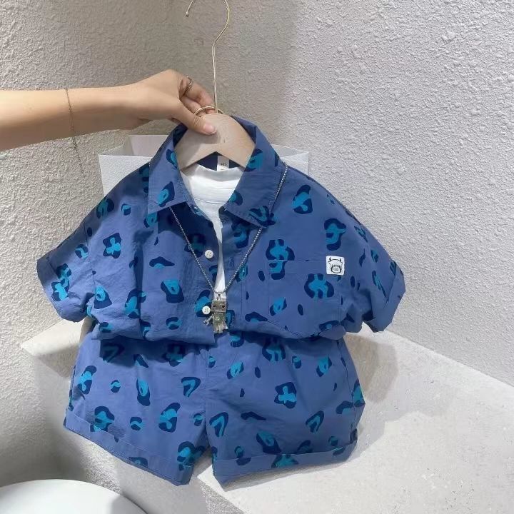 Set Áo Thun Ngắn Tay Và Quần Lửng Phong Cách Phương Tây Thời Trang Mùa Hè Dành Cho Bé Trai