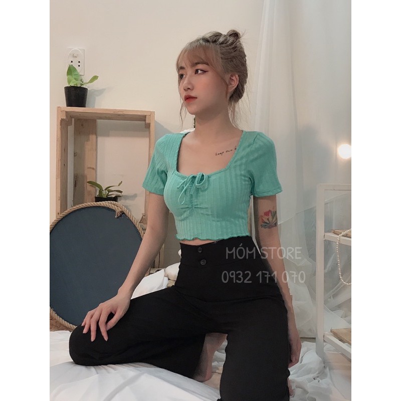 Áo Croptop Rút Dây Thun Gân Xịn Mịn [ ẢNH THẬT 100%]