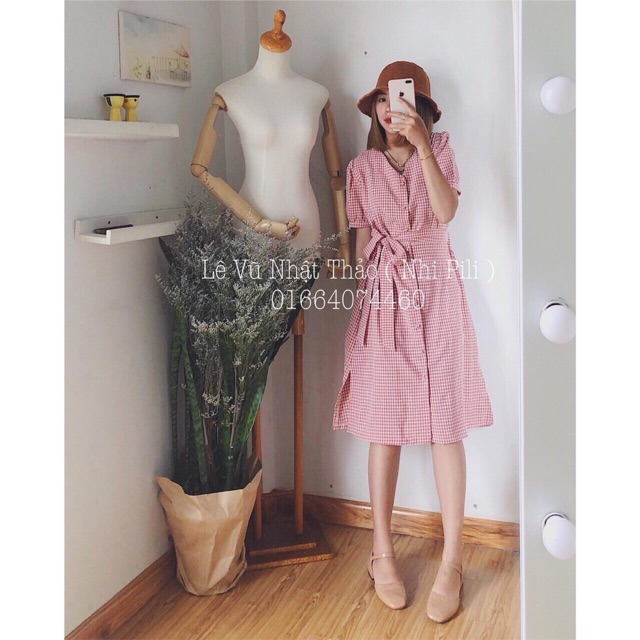 Đầm sơmi caro