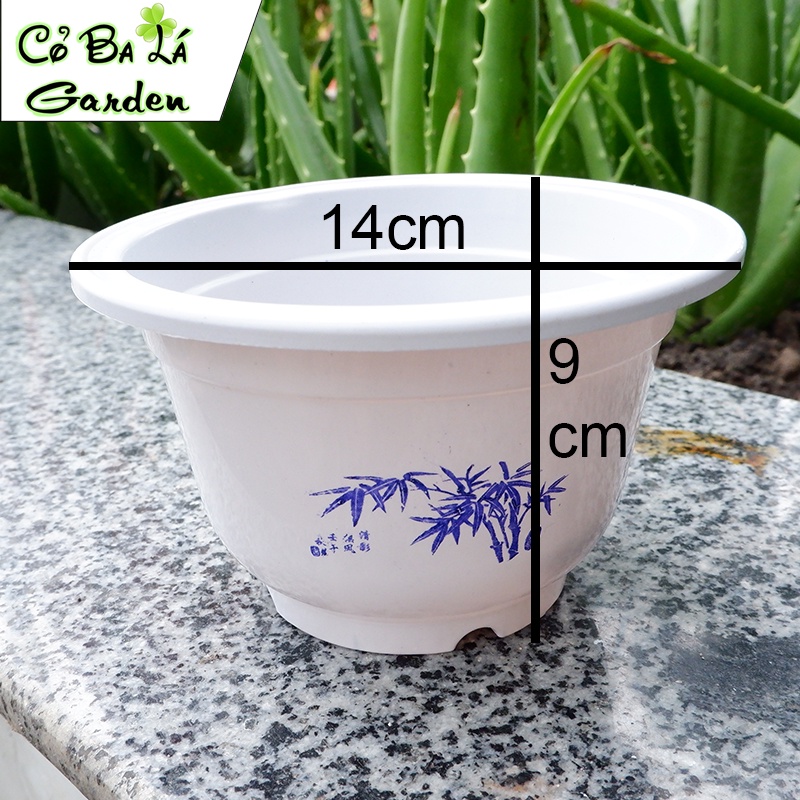 chậu cây nhựa tròn 14x9cm ( trồng cây mini để bàn)