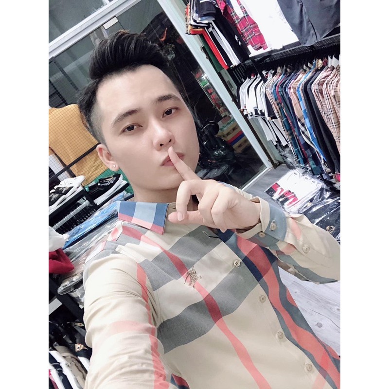 Áo sơ mi nam caro BBR màu vàng cam mới