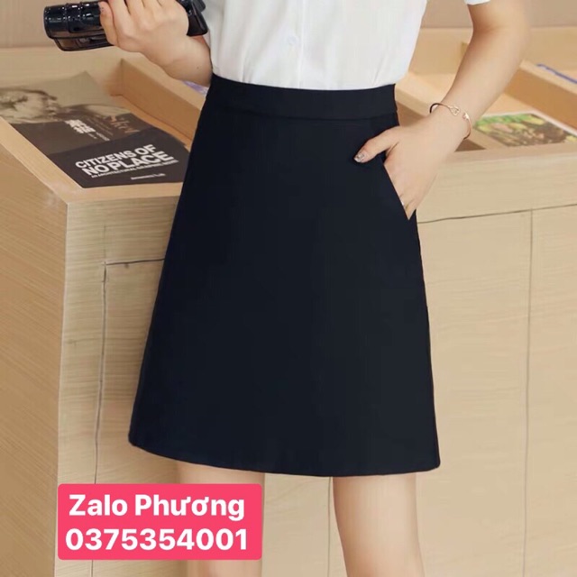 Chân váy chữ A 50cm có khoá séc kéo và túi chéo 2 bên thời trang nữ chân váy công sở